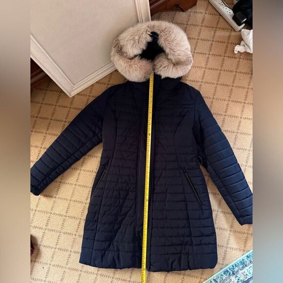 Gorski Navy Blue Apres Ski Parka with hood w fur trim US 10 - Picture 9 of 16